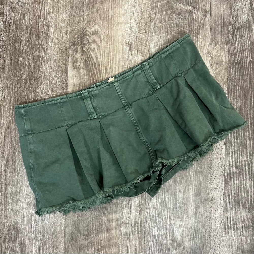 Free People Green Pleated Shorts